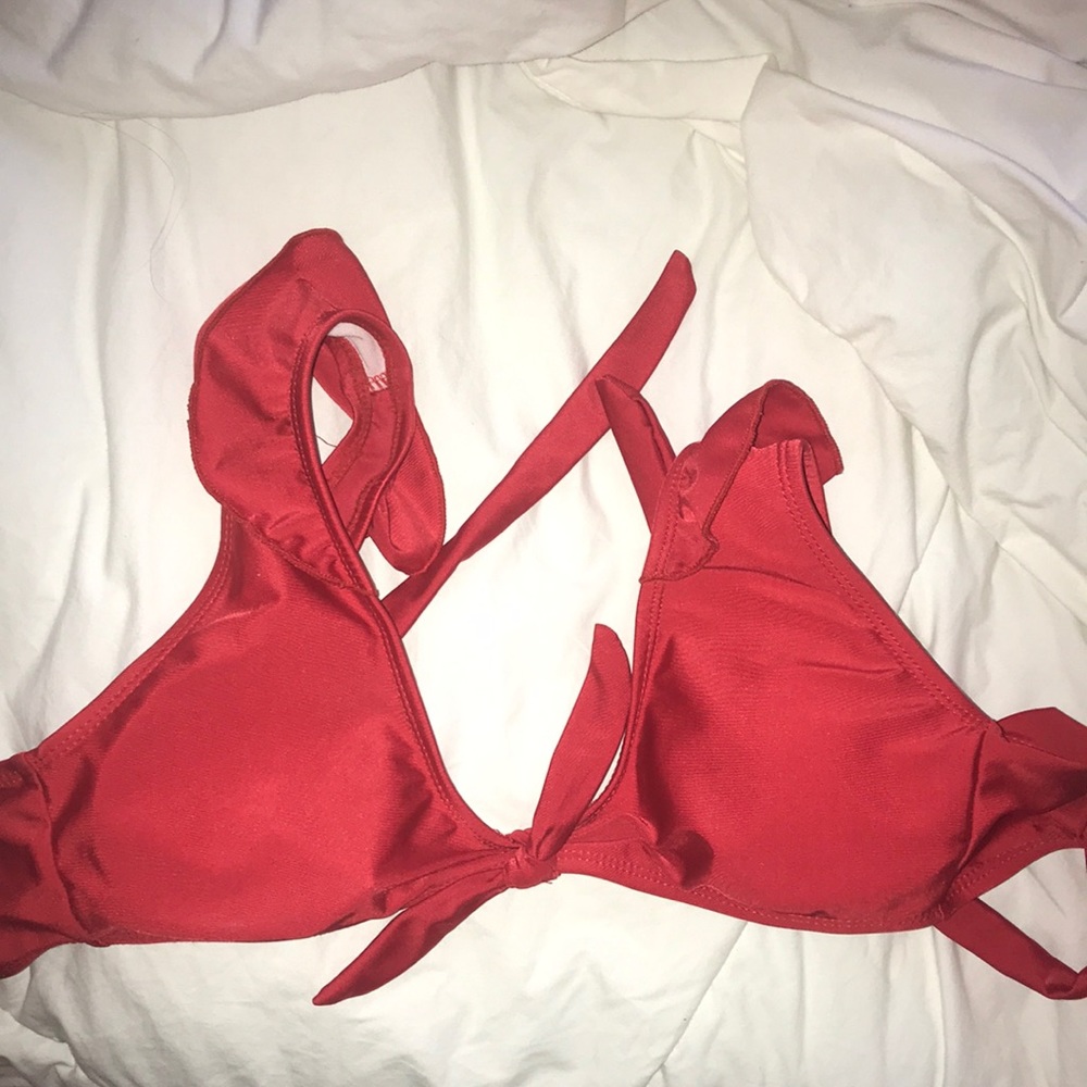 red ruffle bikini